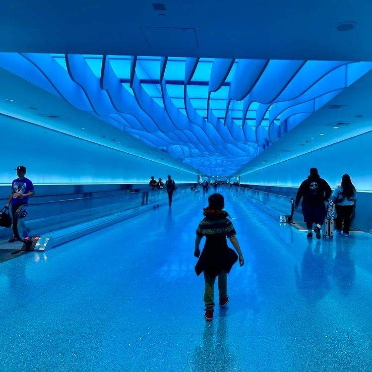 Boy inside airport.