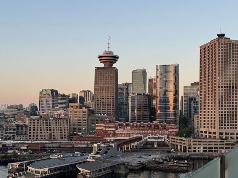City view of Vancouver skyscrapers in the early morning sun.