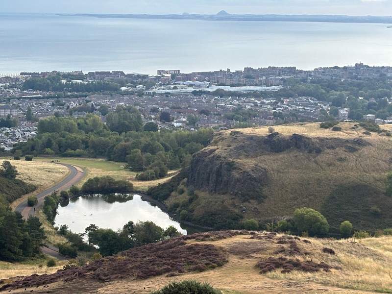 Going up Arthur's Seat, and looking down into Edinburgh