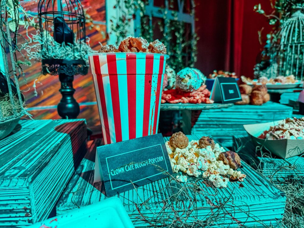Clown cafe bloody popcorn at Halloween Horror Nights at Universal Studios