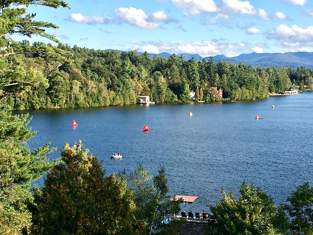 Aerial view of Lake Placid, one of the best lake towns in America