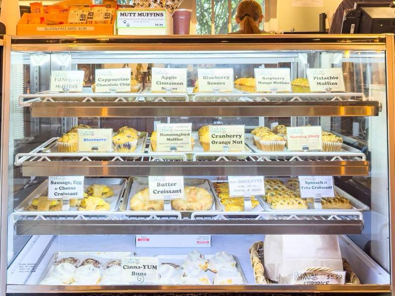 Ocracoke Coffee Co. brews fresh coffee and blends smoothies alongside breakfast bagels and pastries.