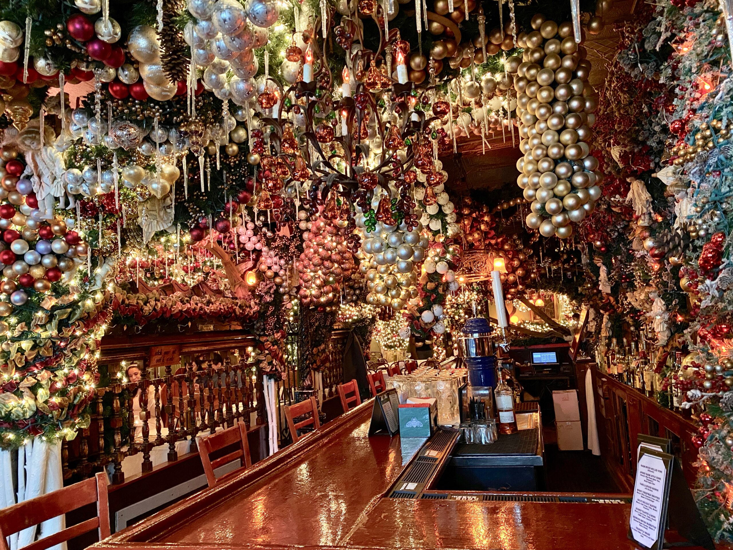 Interior of Rolf's German Restaurant, a great place to celebrate Christmas in NYC