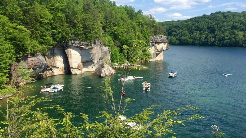 boats on Summersville Lake, one of the best lake towns in America