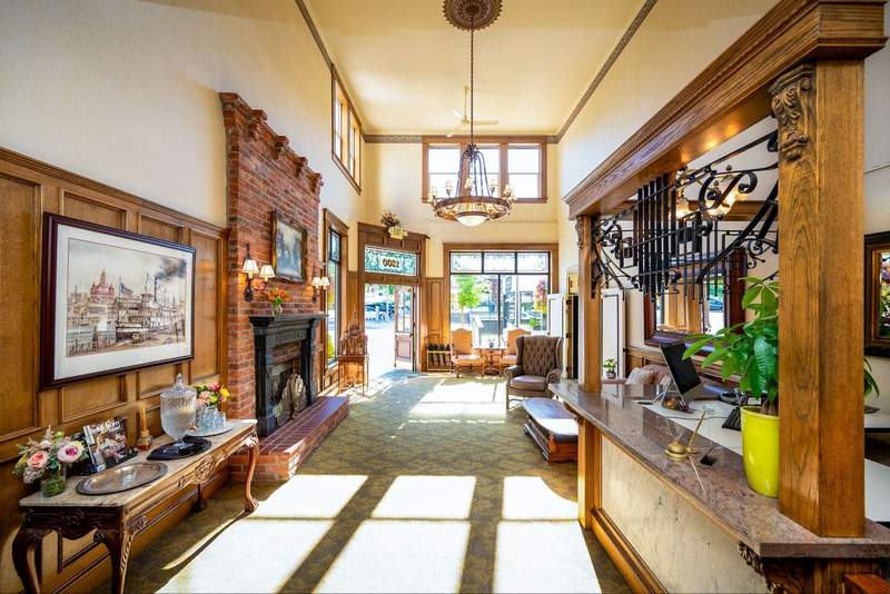 The lobby at Fairhaven Village Inn, one of Bellingham, Washington's best hotels.