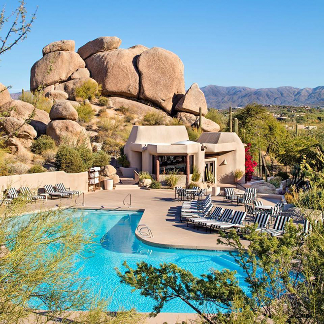 The swimming pool at the Boulders Resort and Spa Scottsdale.