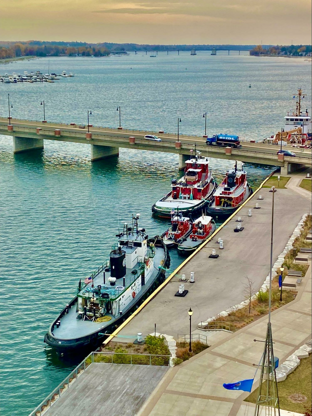 Enjoy amazing water views from the top of the ten-story Maritime Museum
