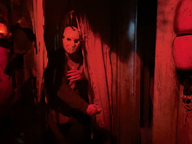 Jason from "Friday the 13th" wielding a knife